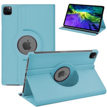 TGK 360 Degree Rotating Leather Smart Rotary Swivel Stand Case Cover for iPad Pro 11 inch Cover 2021/2020/2018 Release (Sky Blue)