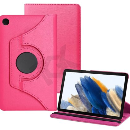 TGK 360 Degree Rotating Leather Stand Case Cover for Samsung Galaxy Tab A8 10.5 Cover 2022 [Model: SM-X200 / SM-X205 / SM-X207] Hot Pink