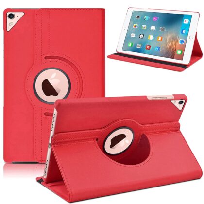 TGK 360 Degree Rotating Leather Auto Sleep Wake Function Smart Case Cover for iPad Pro 9.7 inch Cover (2016 Released) Model A1673 A1674 A1675 MLPX2HN/A MLPW2HN/A MLPY2HN/A MLYJ2HN/A (Red)
