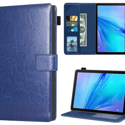 TGK Multi Protective Wallet Leather Flip Stand Case Cover for TCL Tab 10s 10.1 inches Tablet 25.65 cm, Blue