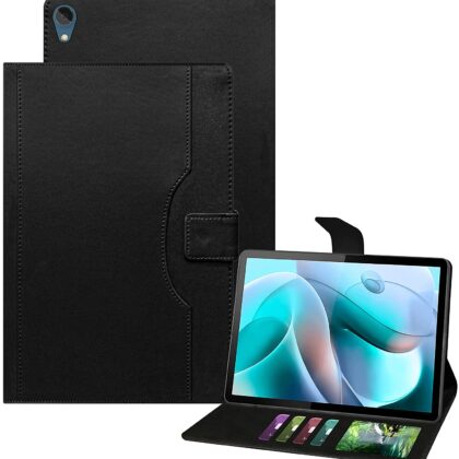 TGK Multi-Angle with Viewing Stand Leather Flip Case Cover for Motorola Moto Tab G70 LTE 11 inch (Black)