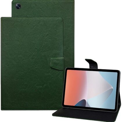 TGK Plain Design with Viewing Stand Protective Leather Flip Case Cover for Oppo Pad Air 10.36 inch Tab with Precise Cutouts (Green)