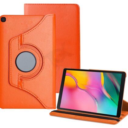 TGK 360 Degree Rotating Leather Stand Case Cover for Samsung Galaxy Tab A 10.1 Cover Model SM-T510 (Wi-Fi) SM-T515 (LTE) SM-T517 2019 Release – Orange