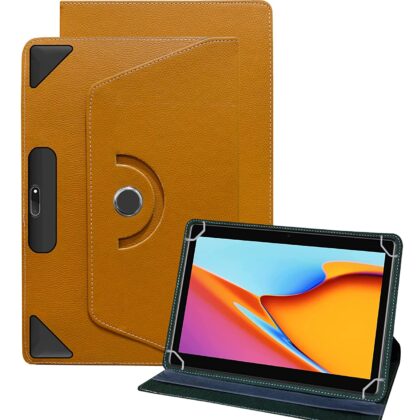 TGK Universal 360 Degree Rotating Leather Rotary Swivel Stand Case Cover for I Kall N18 10 inch Tablet (Orange)