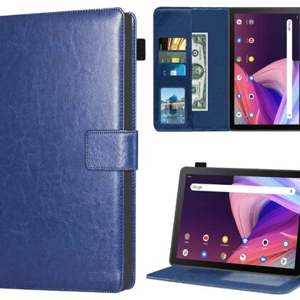 TGK Multi Protective Wallet Leather Flip Stand Case Cover for TCL Tab 10 FHD Tablet, Blue