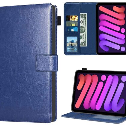 TGK Multi Protective Wallet Leather Flip Stand Case Cover for iPad Mini 6 (8.3 inch, 6th Gen) Blue