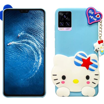 TGK Kitty Mobile Covers, Silicone Back Case Compatible for Vivo V20 Pro Cover (Sky Blue)