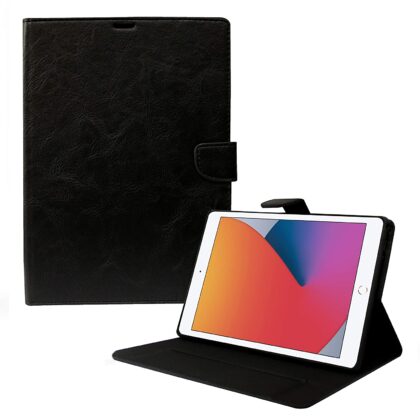 TGK Multipurpose Smart Stand Leather Flip Cover with Silicone Back Case for Apple iPad 10.2 Cover iPad 9th Generation Cover 2021 8th Gen 2020 7th Gen 2019 Generation Case – Black