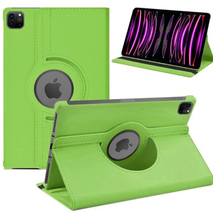 TGK 360 Degree Rotating Leather Smart Rotary Swivel Stand Case Cover for iPad Pro 11 inch 2022 4th Generation (Green)
