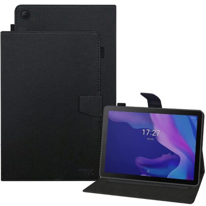 TGK Leather Flip Stand Case Cover for Alcatel 1T10 Smart (2nd Gen) Tablet 25.7 cms / 10.1 inch with Stylus Holder, Black