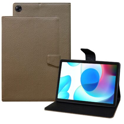 TGK Texture Leather Case with Viewing Stand Flip Cover for Realme Pad 10.4 inch Tablet [RMP2102/ RMP21023] Brown