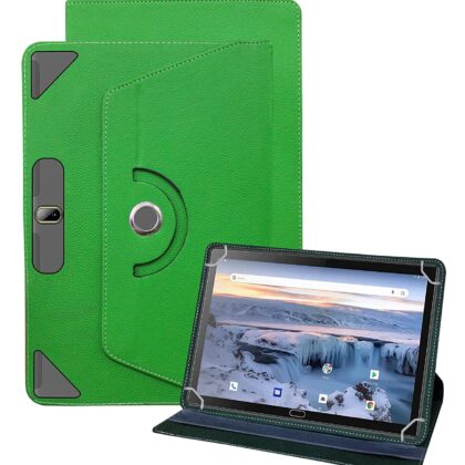TGK Universal 360 Degree Rotating Leather Rotary Swivel Stand Case Cover for Wishtel IRA A1 10 inch Tablet (Green)