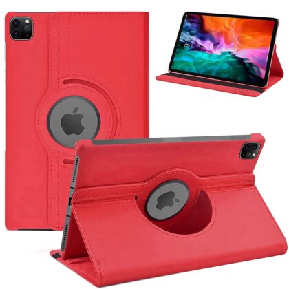TGK 360 Degree Rotating Leather Smart Rotary Swivel Stand Case Cover for iPad Pro 12.9 inch 2020 Release 4th Generation (Model:A2229/A2069/A2232/A2233) (Red)