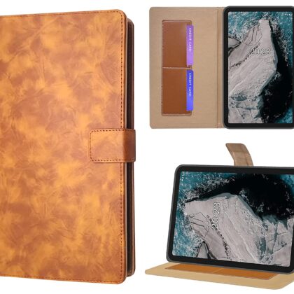 TGK Lightweight Business Design Leather Folio Flip Case Cover for Nokia Tab T20 10.4 inch Tablet / Nokia T20 Tab 10.36 Inch 2021 [Model TA-1392 TA-1394 TA-1397] (Brown)