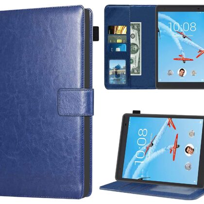 TGK Multi Protective Wallet Leather Flip Stand Case Cover for Lenovo Tab E8 8.0 Inch, Blue