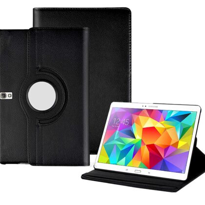 TGK 360 Degree Rotating Leather Smart Rotary Swivel Stand Case Cover for?Samsung Galaxy Tab S 10.5 Tablet Models SM-T800, SM-T805, SM-T807, SM- T801 – Black