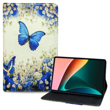 TGK Printed Classic Design Leather Folio Flip Case with Viewing Stand Protective Cover for Xiaomi Mi Pad 5 11″ inch Tablet (Butterfly & Flowers)