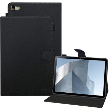 TGK Leather Flip Stand Case Cover for Elevn eTab 11 Max Tablet with Stylus Holder, Black