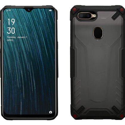 TGK Protective Hybrid Hard Pc with Shock Absorption Bumper Corners Back Case Cover Compatible for OPPO A5s (Black)