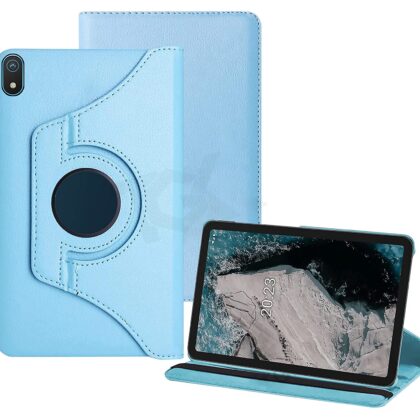 TGK 360 Degree Rotating Leather Smart Rotary Swivel Stand Case Cover for Nokia Tab T20 10.4 inch Tablet / Nokia Tab T20 10.36 inch Tablet [Model TA-1392 TA-1394 TA-1397] (Sky Blue)