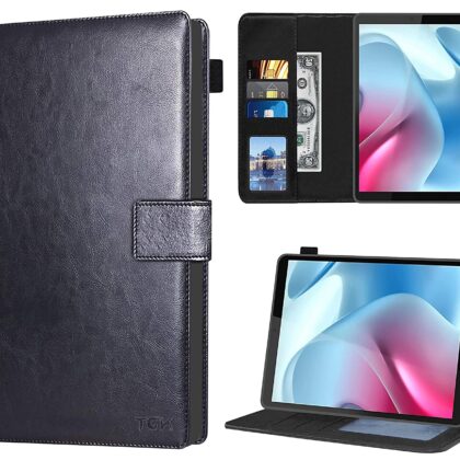 TGK Multi Protective Wallet Leather Flip Stand Case Cover for Motorola Tab G20 8 inch Tablet, Black