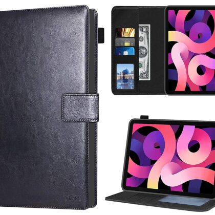 TGK Multi Protective Wallet Leather Flip Stand Case Cover for iPad Air 5th/4th Gen 10.9 Inch, Black
