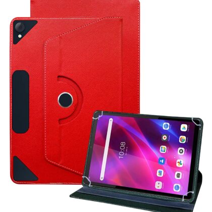 TGK Universal 360 Degree Rotating Leather Rotary Swivel Stand Case for Lenovo Tab K10 Cover FHD 10.3 inch Tablet (Red)