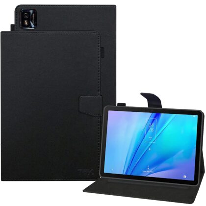 TGK Leather Flip Stand Case Cover for TCL Tab 10s 10.1 inches Tablet 25.65 cm with Stylus Holder, Black