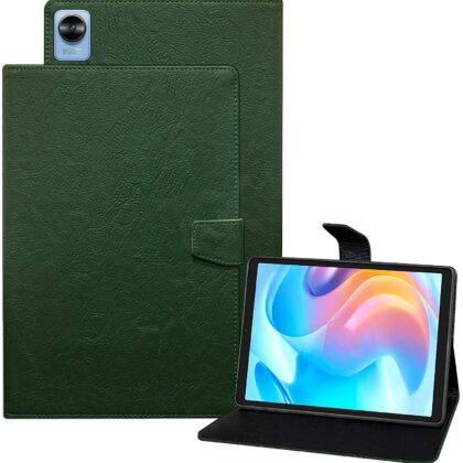 TGK Plain Design Leather Flip Stand Case Cover for Realme Pad Mini 3 / Realme Pad Mini 4 8.68 inch Tablet (Green)