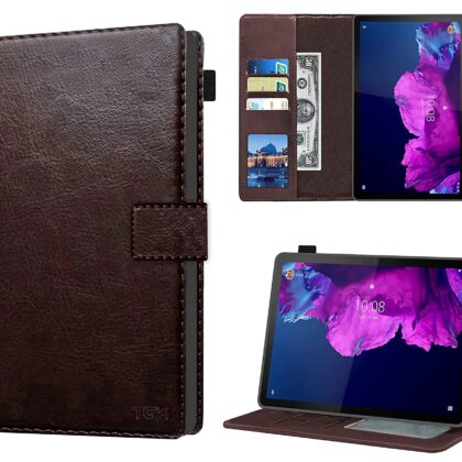 TGK Multi Protective Wallet Leather Flip Stand Case Cover for Lenovo Tab P11/P11 Plus 11 inch TB-J606F/J606X, Chocolate Brown