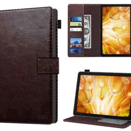 TGK Multi Protective Wallet Leather Flip Stand Case Cover for Huawei Mediapad M5 Lite 10.1 inch, Chocolate Brown
