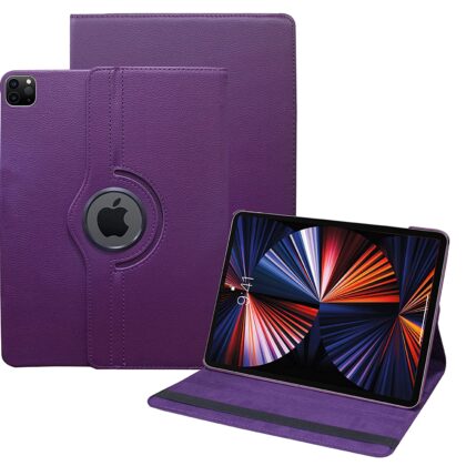 TGK 360 Degree Rotating Leather Smart Rotary Swivel Stand Case Cover Compatible for New iPad Pro 12.9 inch 2021 Release (5th Generation) (Purple)
