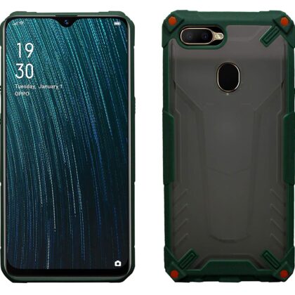 TGK Protective Hybrid Hard Pc with Shock Absorption Bumper Corners Back Case Cover Compatible for OPPO A5s (Dark Green)
