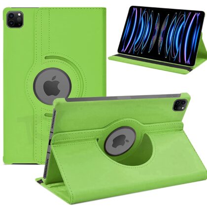 TGK 360 Degree Rotating Leather Smart Rotary Swivel Stand Case Cover for iPad Pro 12.9 inch 2022 (6th Generation) (Green)