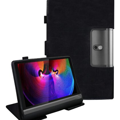 TGK Multi Protective Leather Case with Viewing Stand and Card Slots Flip Cover Compatible for Lenovo Yoga Smart Tab 10.1 YT-X705X & YT-X705F Tablet (Black)
