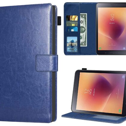 TGK Multi Protective Wallet Leather Flip Stand Case Cover for Samsung Galaxy Tablet A 8 inch SM-T380 / SM-T385 (2017 Release Tablet), Blue