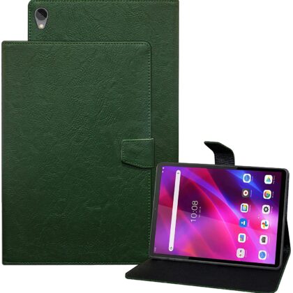 TGK Plain Design Leather Flip Stand Case Cover for Lenovo Tab K10 FHD 10.3 inch Cover TB-X6C6F / TB-X6C6X / TB-X6C6NBF (Green)