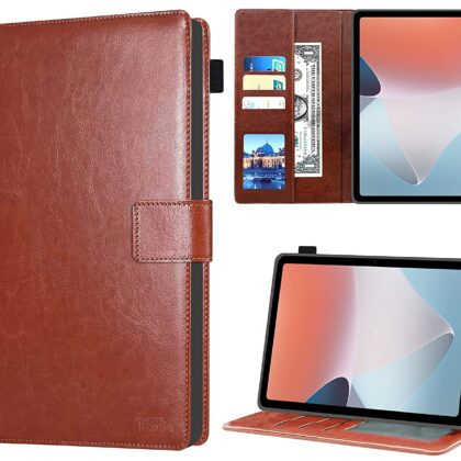 TGK Multi Protective Wallet Leather Flip Stand Case Cover for Oppo Pad Air 10.36 inch Tablet, Brown