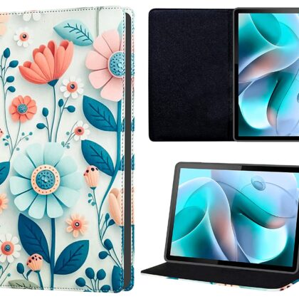 TGK Printed Classic Design Leather Stand Flip Case Cover for Motorola Moto Tab G70 LTE 11 inch Tablet (Flower Design)