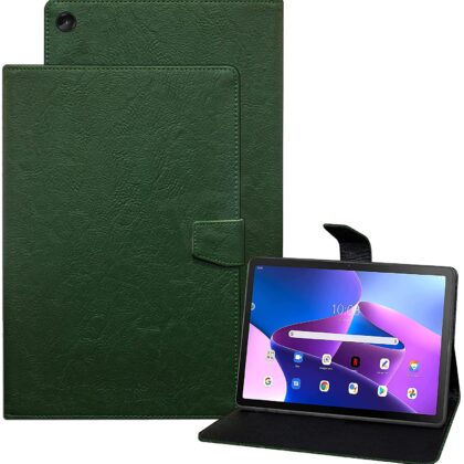 TGK Plain Design Leather Flip Stand Case Cover for Lenovo Tab M10 FHD Plus (3rd Gen) 10.6 inch Tablet TB125FU / TB128XU with Precise Cutouts (Green)