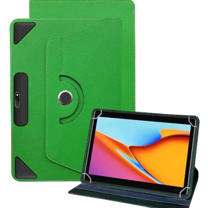 TGK Universal 360 Degree Rotating Leather Rotary Swivel Stand Case Cover for I Kall N18 10 inch Tablet (Green)