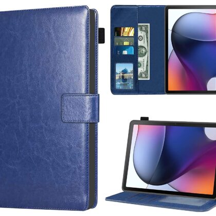 TGK Multi Protective Wallet Leather Flip Stand Case Cover for Motorola Moto Tab G62 10.6 inch Tablet, Blue