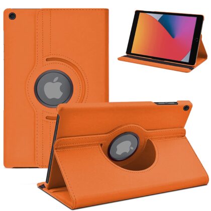 TGK 360 Degree Rotating Leather Smart Rotary Swivel Stand Case Cover for Apple iPad 10.2 Cover iPad 9th Generation Cover 2021 8th Gen 2020 7th Gen 2019 Generation Case (Orange)