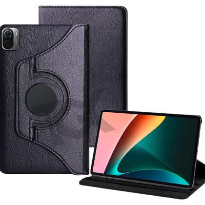 TGK 360 Degree Rotating Leather Smart Rotary Swivel Stand Case Cover for Xiaomi Mi Pad 5 11″ inch Tablet (Black)