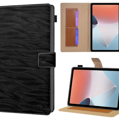 TGK Pattern Protective Leather Case with Viewing Stand and Card Slots Flip Case Cover for Oppo Pad Air 10.36 inch Tab with Stylus Pen Holder (Black)