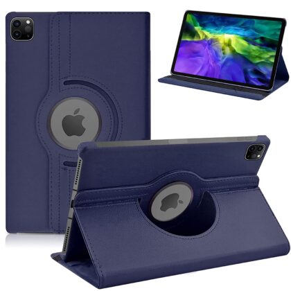 TGK 360 Degree Rotating Leather Smart Rotary Swivel Stand Case Cover for iPad Pro 11 inch Cover 2021/2020/2018 Release (Dark Blue)