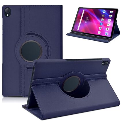 TGK 360 Degree Rotating Leather Smart Rotary Swivel Stand Case Cover for Lenovo Tab K10 FHD 10.3″ Tablet TB-X6C6F / TB-X6C6X / TB-X6C6NBF (Dark Blue)