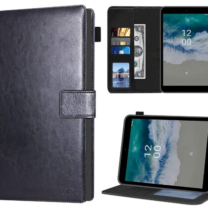 TGK Multi Protective Wallet Leather Flip Stand Case Cover for Nokia Tab T10 8 inch Tablet, Black
