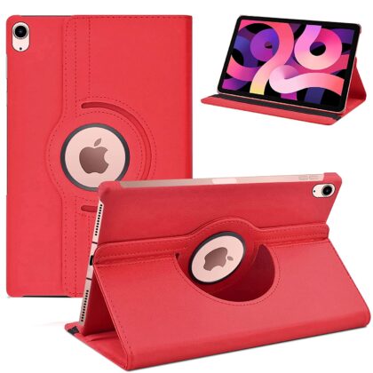 TGK 360 Degree Rotating Leather Smart Rotary Swivel Stand Case Cover for iPad Air 4 10.9 Inch 2020 4th Generation (Model: A2072/A2316/A2324/A2325) (Red)