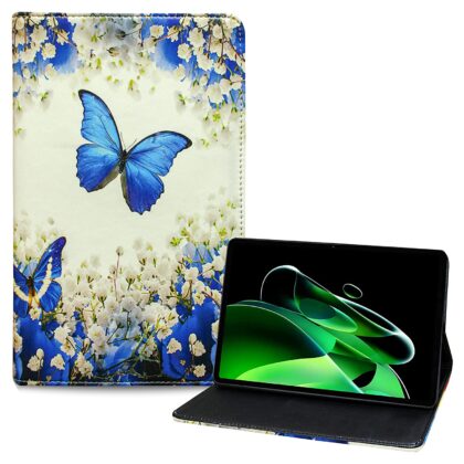 TGK Printed Classic Design Leather Folio Flip Case with Viewing Stand Protective Cover for Realme Pad X 11 inch Tab (Butterfly & Flowers)